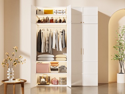 Cream Style Bedroom Wardrobe Scene Warm Light and Shadow Clothes Decoration Clothes Combination Flowers Simple and Fresh model