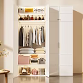 Cream Style Bedroom Wardrobe Scene Warm Light and Shadow Clothes Decoration Clothes Combination Flowers Simple and Fresh 3d model