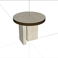 Round Side Table With Circular Top And Metal Edge Square Stone Legs Modern Design 3d model