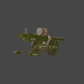 Historical Military Cannon Weapon Design With Long Metal Barrel And Spoked Wheels