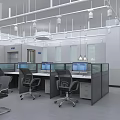 Spacious Modern Office Interior With Workstations Computers Chairs Partition And Windows 3d model