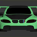 BMW Green And Silver Sports Car With Rear Spoiler Shiny Exterior 3D Rendered Design