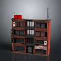 Multi Storey Residential Building With Brick Red Exterior Black Window Railings And Ground Floor Cafe