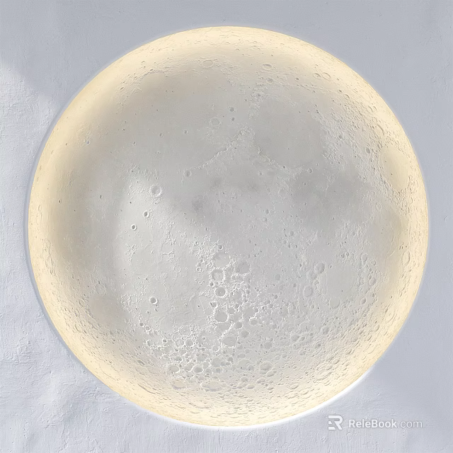 Round Moon Texture Wall Decor in Beige Tone on Light Colored Wall 3d model 