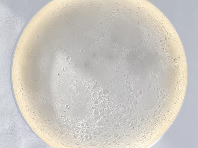 Round Moon Texture Wall Decor in Beige Tone on Light Colored Wall 3d model