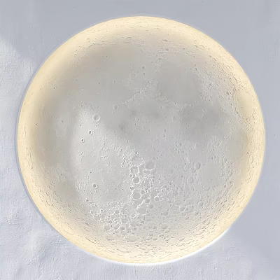 Round Moon Texture Wall Decor in Beige Tone on Light Colored Wall 3d model