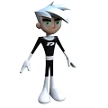 Cartoon Man With White Hair Green Eyes In Black Outfit And White Accessories