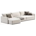 White and Gray Sectional Sofa with Decorative Pillows Throw Blanket Multiple Color Options Modern Design 3d model