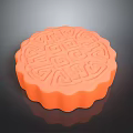 Orange Moon Cake With Intricate Surface Patterns And Decorative Edges 3d model