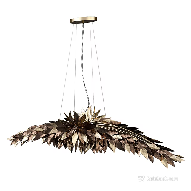 Unique Shaped Pendant Light With Leaf Design Metal Structure For Modern Home Decor 3d model