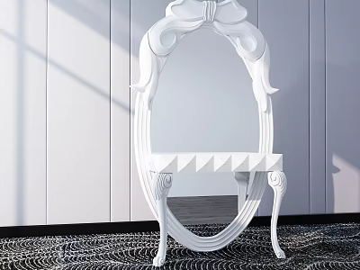 White Vanity With Decorative Mirror And Carved Legs In Modern Interior 3d model