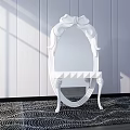 White Vanity With Decorative Mirror And Carved Legs In Modern Interior