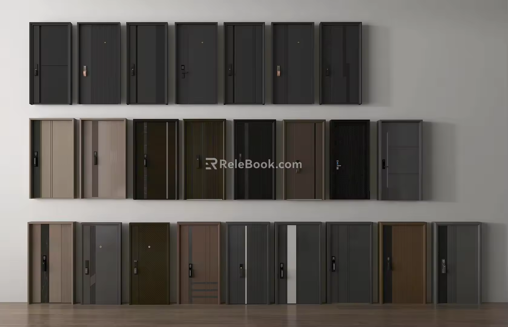 Modern security door single door combination 3d model