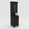 Traditional Black Storage Cabinet With Glass Door Drawer And Classic Design