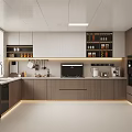Modern Kitchen Interior With Wooden Cabinets White Countertop And Stainless Steel Appliances