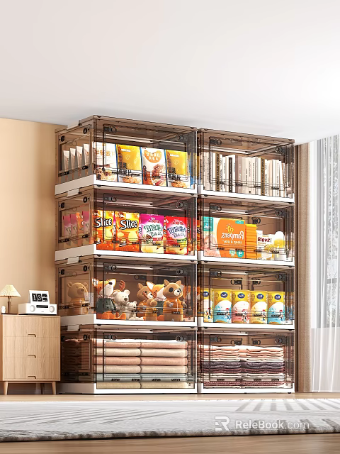 Transparent Multi Layer Storage Cabinet For Organizing Food Toys And Supplies 3d model 