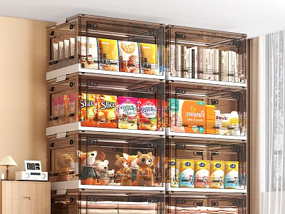 Transparent Multi Layer Storage Cabinet For Organizing Food Toys And Supplies 3d model