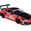 Red Racing Car With Number 23 Black Spoiler And Sporty Exterior Design