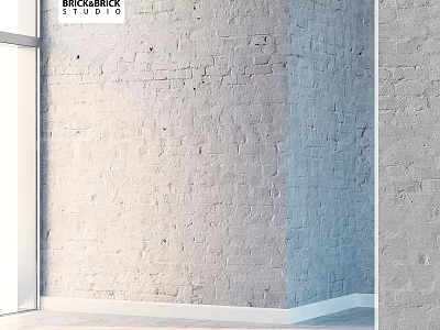 White Brick Wall Construction Elements With Textured Surface For Interior Design 3d model
