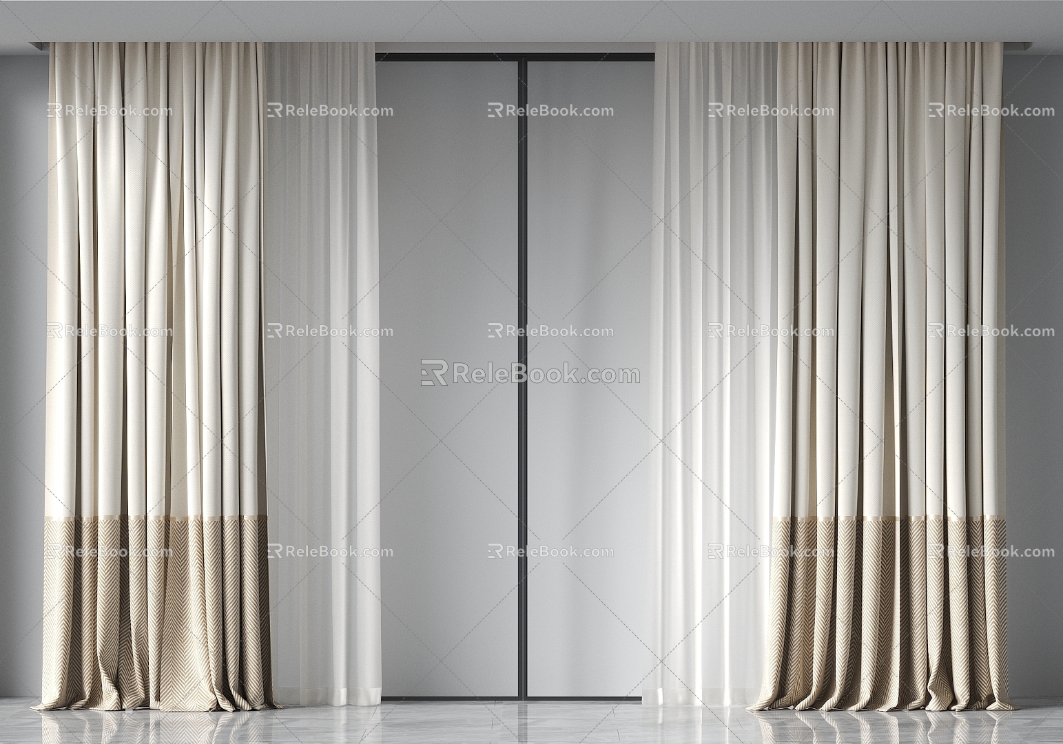 curtain gauze curtain 3d model