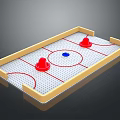 Tabletop Air Hockey Table With Red Goals Blue Puck White Surface And Yellow Frame