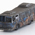 Abandoned Bus Scrapped Bus Bus Wreckage 3d model