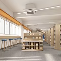 Modern Reading Room Simple Reading Room 3d model