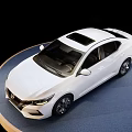 White Modern Sedan Showcased On Circular Display Platform With Black Background