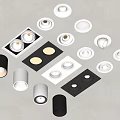Various Modern Downlights And Spotlights With Different Designs For Interior Lighting Decor 3d model