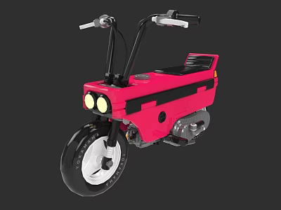 Stylish Pink Bicycle With Black Accents Round Headlights And Retro Design 3d model