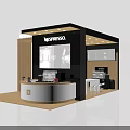 NESPRESSO Exhibition Booth Design With White Reception Counter And Wooden Panels