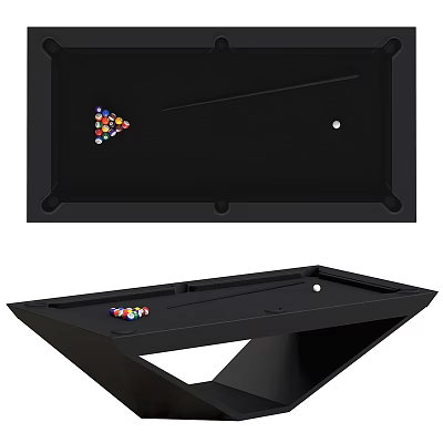 Modern Billiard Room Interior With Black Pool Table And Triangle Ball Arrangement 3d model