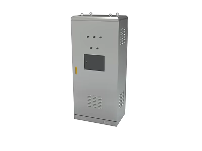 Metal Control Cabinet With Panel Buttons Display And Ventilation Holes 3d model