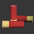 Red And Gold Shotgun Shells As Tactical Ammunition Equipment With Brass Base And Ribbed Casing