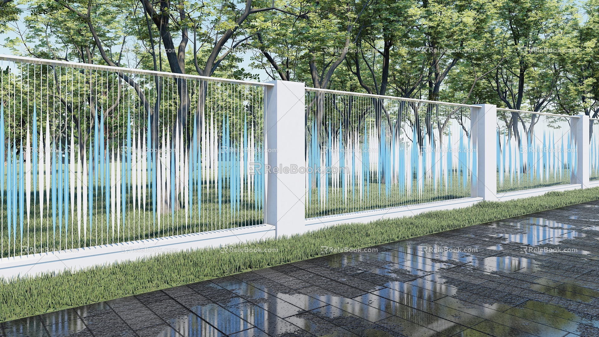 Water pattern fence 3d model