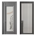 Modern Black Security Door With Glass Panels And Metallic Handles Design