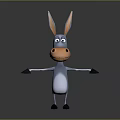 Cartoon Donkey With Blue Body Orange Nose Big Eyes And Outstretched Arms On Dark Background