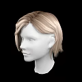 Game And Movie Character Blonde Wavy Hair Wig Model On Head Sculpture