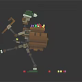 Pixel Style Character With Green Hat Goggles Brown Backpack And Colorful Scattered Blocks