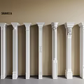 White Decorative Columns With Various Ornate Designs For Interior Architectural 3d model