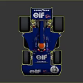 Blue Vintage Formula Race Car With ELF Ford Goodyear Logos Rear Wing Number 12