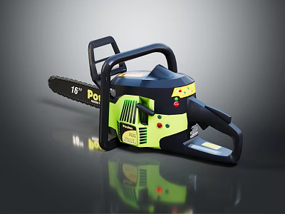 16 Inch Chainsaw with Black and Green Design Powerful Engine and Ergonomic Handle 3d model