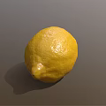 Fresh Ripe Yellow Lemon with Shiny Skin Close Up View on Gray Background