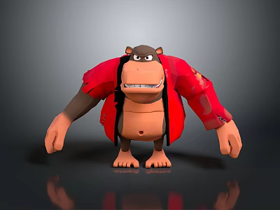 3D Animated Gorilla Character Wearing Red Jacket in Cartoon Style Standing Pose 3d model