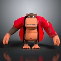 3D Animated Gorilla Character Wearing Red Jacket in Cartoon Style Standing Pose