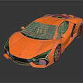 Orange Sports Car With Sleek Design Scissor Doors And Black Wheels Reflective Surface