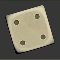 White Ceramic Dice With Holes On Smooth Gray Background Surface