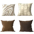 Decorative Throw Pillows With Beige White Wave Square Stone Patterns And Solid Brown Colors 3d model