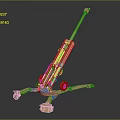 Detailed Metallic Artillery Weapon 3D Model With Long Barrel Tripod Base And Wheels