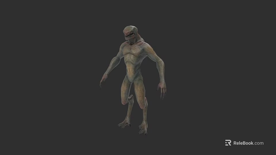 Game Movie Monster Character 3D Model With Slim Body And Sharp Claws 3d model 